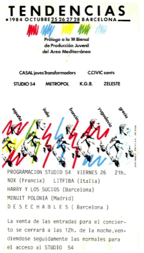 Tendencias 1984 Barcelona (Concert Flyer)