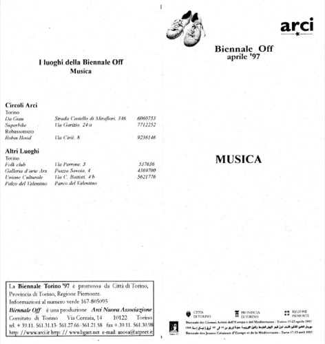 Biennale Off aprile ’97, musica (Biennial Off Program, Music)
